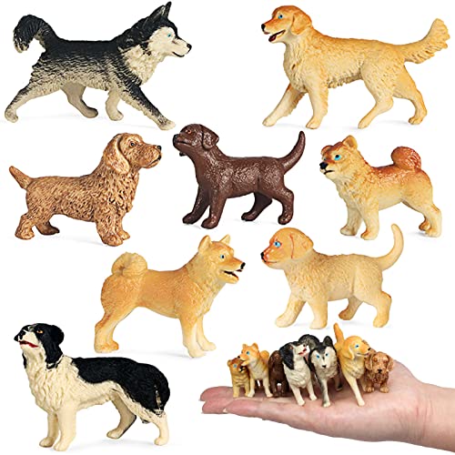 iftnotea 8PCS Small Dog Figurines for Kids Puppy Toy Figures with Shiba Inu Golden Retriever - Cake Toppers Christmas Birthday Gift for Toddlers
