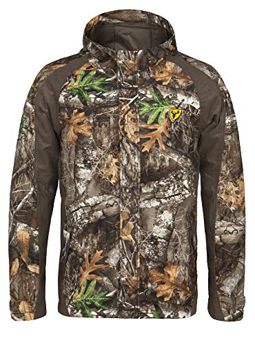 SCENTBLOCKER Shield Series Drencher Men's Insulated Late Season Breathable Waterproof Hooded Camo Hunting Jacket (RT Edge, X-Large)