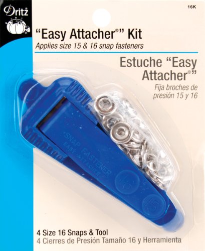 Dritz 16K Snap Fasteners 'Easy Attacher' Kit, Size 15 (3/8-Inch) & Size 16 (7/16-Inch) Nickel
