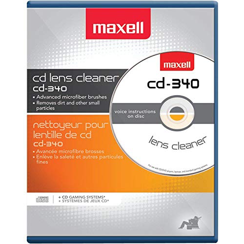 CD Laser Lens Cleaner Disc with Microfiber Brushes and Instructions from Maxell