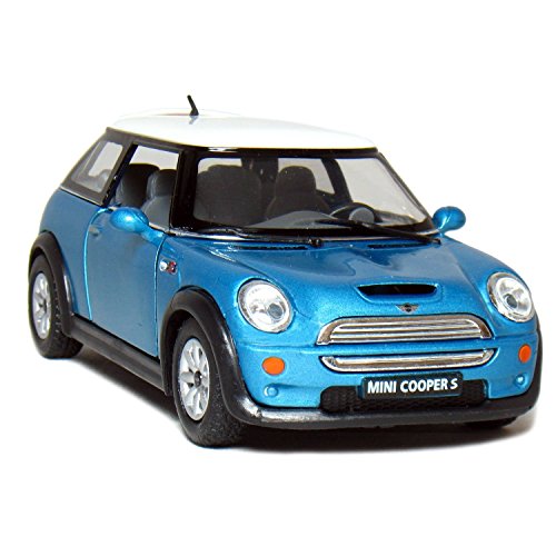 KiNSMART Mini Cooper S 5' 1:28 Scale Die Cast Metal Model Toy Car Blue w/Pullback Action