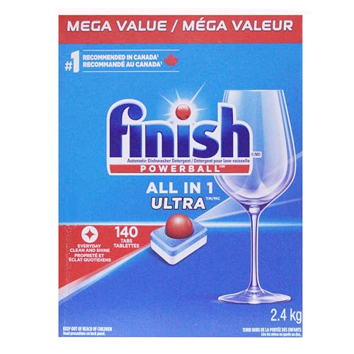 Finish Powerball Automatic Dishwasher Detergent, All in 1 Ultra Powerful Clean, 2.4 KG - 140 Tabs