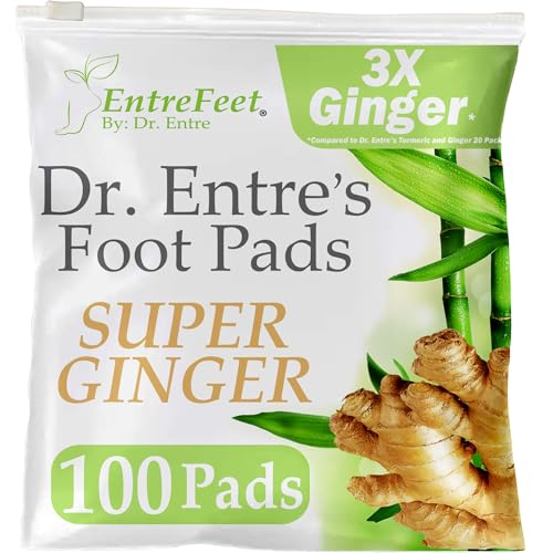 Dr. Entre's 100 Pack of Super Ginger Foot Pads: Natural Effective Foot Patches, 3X Ginger Foot Pads to Sleep Better, Feel Better & Relieve Stress