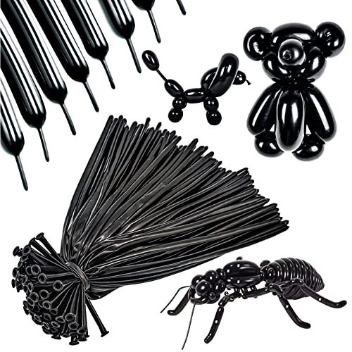 260 Long Balloons 100 Pack Black Twisting Animal Balloons Thickening Latex Modeling Long Magic Balloons for Animal Model Halloween Weddings Birthdays Festival Party Decorations (black)