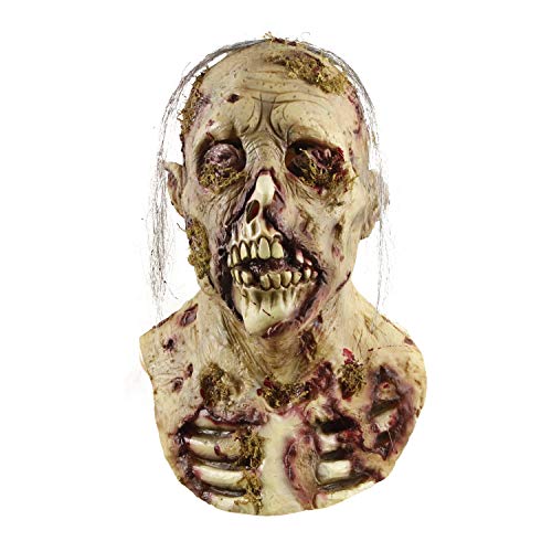 MAKEATREE Scary Walking Dead Zombie Head Mask Latex Creepy Halloween Costume Horror Adult Halloween Decoration Props