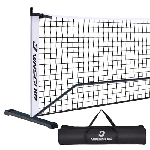 VINSGUIR Portable Pickleball Net, Pickleball Nets Designed for All Weather Conditions with Steady Metal Frame and Strong PE Net, Regulation Size Net with Carrying Bag