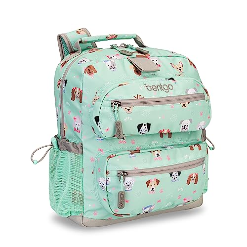 Bentgo Kids Backpack - Lightweight 14” Backpack in Fun Prints for School, Travel, & Daycare, Ideal for Ages 4+, Roomy Interior, Durable & Water-Resistant Fabric, & Loop for Lunch Bag (Puppy Love)