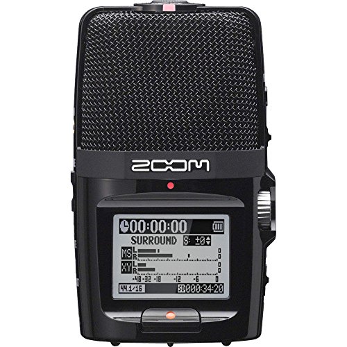 Zoom H2n Stereo/Surround-Sound Portable Recorder, 5 Built-In Microphones, X/Y, Mid-Side, Surround Sound, Ambisonics Mode, Records to SD Card, For Recording Music, Audio for Video, and Interviews