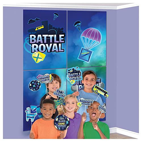 Battle Royal Multicolor Party Scene Setter (40' x 27.75') With Props, Pack Of 16 Party Backdrop Bundle - Great For Themed Parties & Events