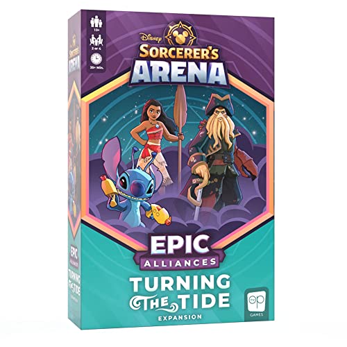 USAOPOLY Disney Sorcerer’s Arena: Epic Alliances Turning The Tide Expansion | Featuring Davy Jones, Moana, and Stitch | Officially-Licensed Disney Strategy & Family Board Game