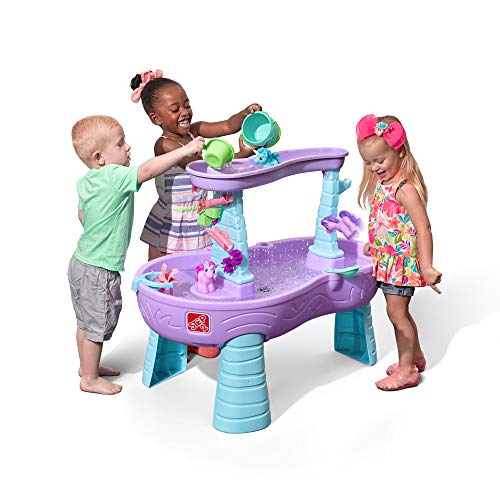 Step2 Rain Showers & Unicorns Kids Water Tables, Outdoor Toddler Activity Table, Ages 2 – 10 Years Old, 12 Piece Water Toy Accessories, Blue & Purple
