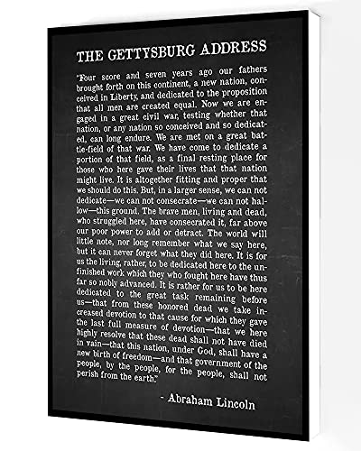 The Gettysburg Address Quote Canvas Wall Art,Abraham Lincoln Quotes Print,Abraham Lincoln Speech Poster Modern Artwork Painting For Living Room Office Home Decoration 16''x24'' Framed