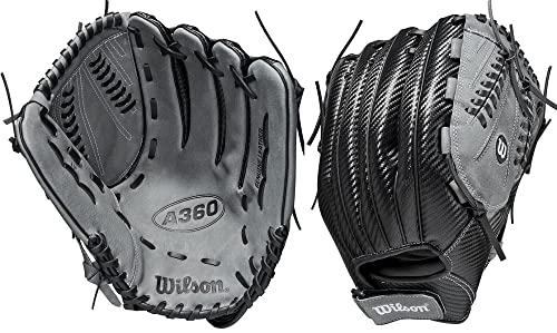 Wilson 2021 A360 SP13 13' Slowpitch Softball Glove - Right Hand Throw, Black/Grey