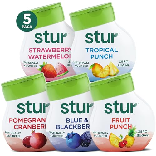 Stur Liquid Water Enhancer | Classic Variety Pack | Naturally Sweetened | High in Vitamin C & Antioxidants | Sugar Free | Zero Calories | Keto | Vegan | 5 Bottles, Makes 120 Drinks