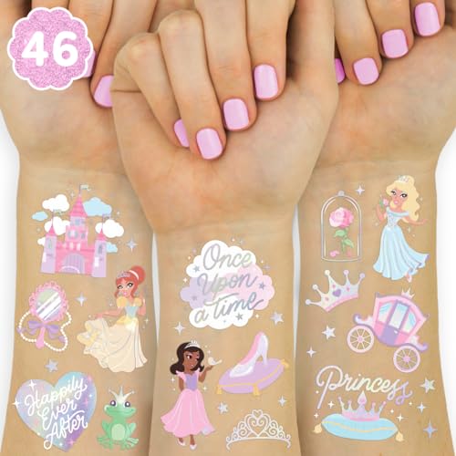 xo, Fetti Princess Party Temporary Tattoos - 46 Styles | Unircorn Birthday Decorations, Girl Baby Shower Supplies, Magic Fairy Theme Favor, Cute Girly Accessory