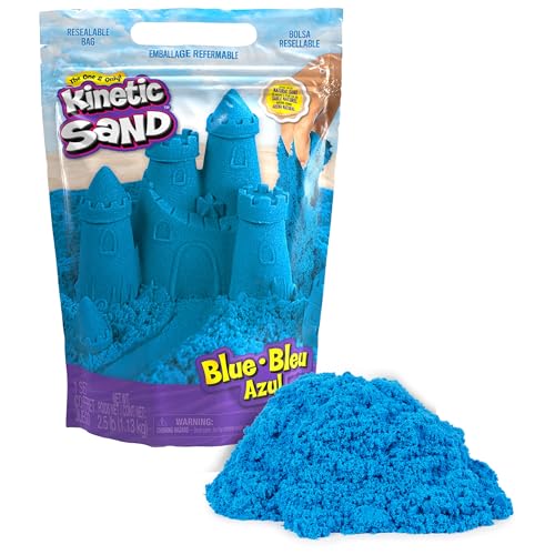 Kinetic Sand, 2.5lbs Blue Play Sand, Moldable Sensory Toys for Kids, Resealable Bag, Ages 3+