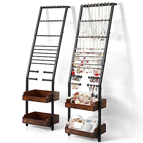 Jewelry Holder Organizer, Large Jewelry Organizer Wall with Earring Organizer Necklace Holder Bracelet Holder, Jewelry Organizer Stand Jewelry Display for Earrings Rings Necklaces Bracelet Watch