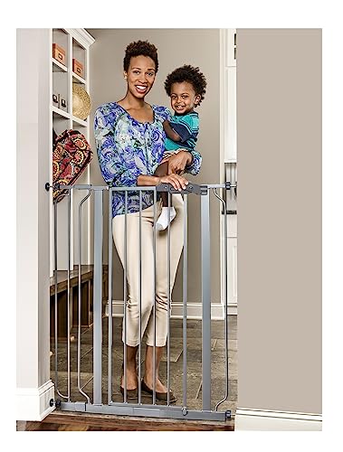 Regalo Easy Step Extra Tall Walk Thru Baby Gate, Bonus Kit, Includes 4-Inch Extension Kit, 1 Pack of Pressure Mount Kit and Wall Mount Kit, Platinum