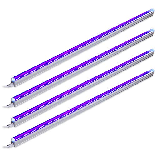 Barrina UV LED Blacklight Bar, 22W 4ft, T5 Integrated Bulb, Black Light Fixture for Blacklight Poster, Halloween Decorations and Christmas Party, Fun Atmosphere with Built-in on, Off Switch (4-Pack)