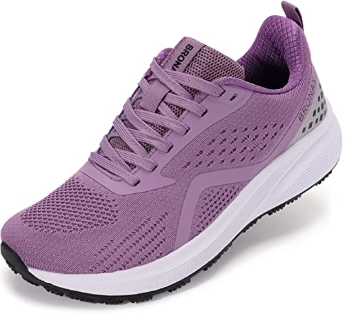 BRONAX Womens Wide Running Shoes Breathable Mesh Size 9w Road Tennis Jogging Athletics Comfy Casual Female Sneakers Zapatos Deportivos para Mujer Lightweight Purple 40