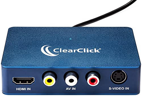 ClearClick Video to USB 1080P Audio Video Capture & Live Streaming Device - Input HDMI, AV, RCA, S-Video, VCR, VHS, Camcorder, Video8, Hi8, DVD, Gaming Systems - USB-C Plug & Play