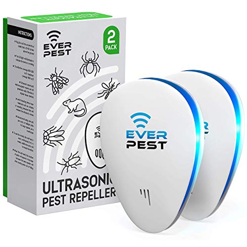 Ultrasonic Pest Control Repeller - Repel Rodents, Ants, Cockroaches Get Rid, Bed Bugs, Mosquitos, Flies, Spiders, Squirrel Bats - Eco-Friendly Safe for Humans - 2 Pack Device