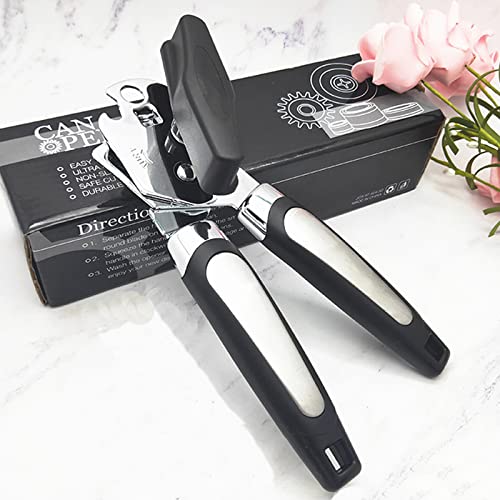 2024 New Premium Manual Can Opener, Handheld Smooth Edge Straight Handle Light Weight Hanging Portable Healthy Essential Kitchen Tool, Black, 8x2.4x1.6 inches