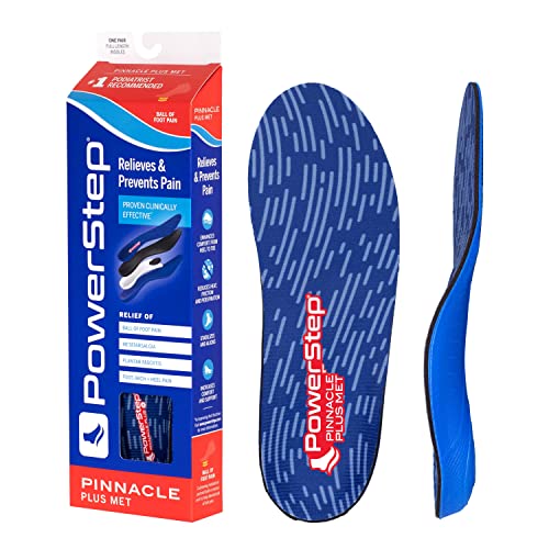 Powerstep Pinnacle Plus Ball of Foot Pain Relief Orthotics - Shoe Inserts for Metatarsalgia, Arch Support, and Morton's Neuroma Pain Relief - Shoe Insoles with Metatarsal Pad (M 6-6.5, F 8-8.5).