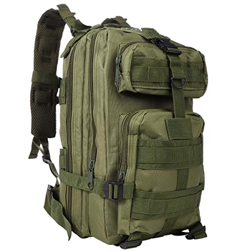 MINGPINHUIUS Small Tactical Backpack Military Army 3 Day Assault Pack Rucksack Molle Bag Bug Out Bag for Hiking Camping Fishing (25L, Army Green)