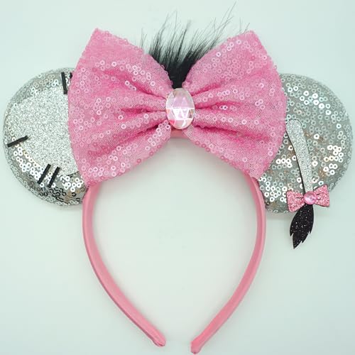 ZHENNANA Mouse Ears Headbands for Women, Kids Bow Ear Hairbands Eeyore Costume Birthday Party Decorations Hair Accessories for Girls