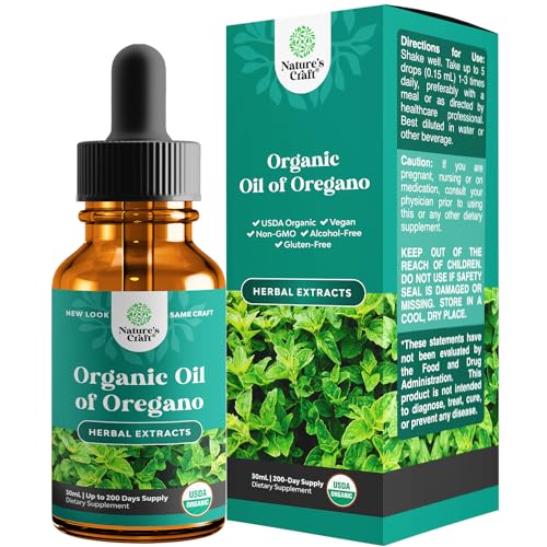 Oregano Oil Organic Liquid Drops for Adults and Kids - Super Concentrated USDA Organic Oil of Oregano Drops for Immune Support and Digestive Health - Vegan Non GMO 100% Pure