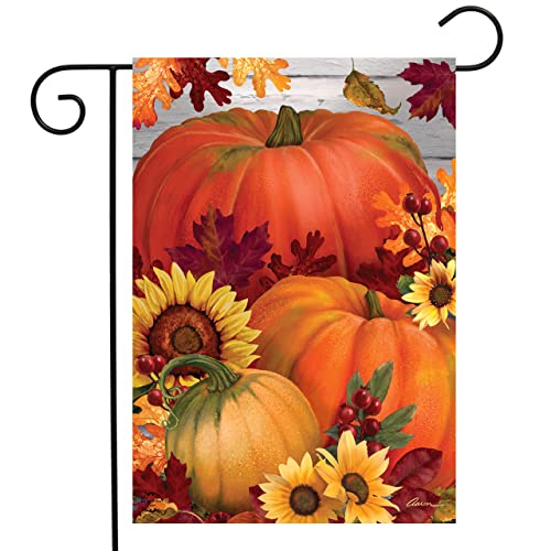 Briarwood Lane Autumn Pumpkin Trio Garden Flag Sunflowers Fall 12.5' x 18'