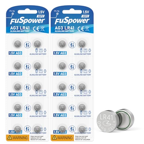 Fuspower LR41 AG3 392 384 192 Battery 1.5V Button Coin Cell Batteries (20 Count (Pack of 1))