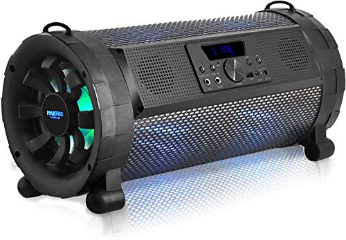 Pyle Wireless Portable Bluetooth Boombox Speaker - 500W 2.1Ch Rechargeable Boom Box Speaker Portable Barrel Loud Stereo System with Flashing LED, Digital LCD Display, AUX, USB, 1/4' Mic IN