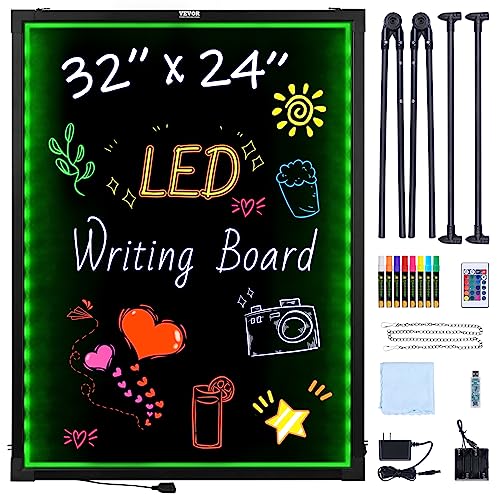 VEVOR LED Message Writing Board, 32'x24' Illuminated Erasable Lighted Chalkboard, Neon Effect Menu Sign Board, Drawing Board with 8 Fluorescent Chalk Markers and Remote Control, for Home Wedding Shop