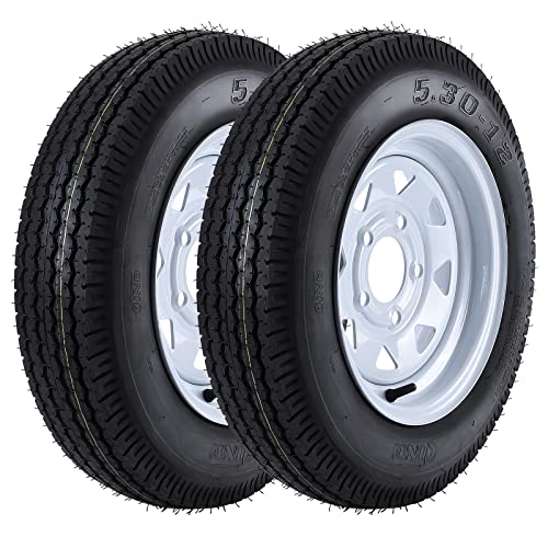 5.30-12 5.30x12 530-12 5.30-12 Trailer Tires with 12'' Rims, 5 Lug on 4.5'', Load Range C, 6PR…