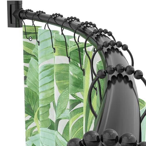 PrettyHome Adjustable Arched Curved Shower Curtain Rod Rustproof Expandable Aluminum Metal Shower Rod 38-72 Inches Telescoping Design Exquisite Customizable for Bathroom,Need To Drill,Black