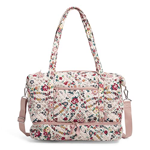 Vera Bradley Women's Cotton Deluxe Travel Tote Travel Bag, Prairie Paisley - Recycled Cotton, One Size
