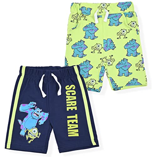Disney Monsters Inc Mike Wazowski and Sully Boys Shorts 2 Pack for Toddler and Big Kids – Navy/Green