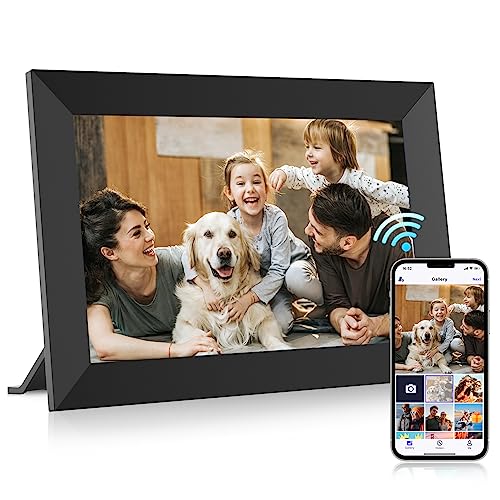 MaxAngel Digital Picture Frame 10.1 Inch WiFi Electronic Photo Frame 32GB Storage SD Card Slot Desktop IPS Touch Screen HD Display Auto-Rotate Slideshow Share Videos Photos Remotely Via Uhale App