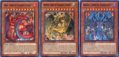 YuGiOh GX Legendary Collection 2 Single Card Ultra Rare Set of the 3 Sacred Beast Cards Uria, Hamon Raviel