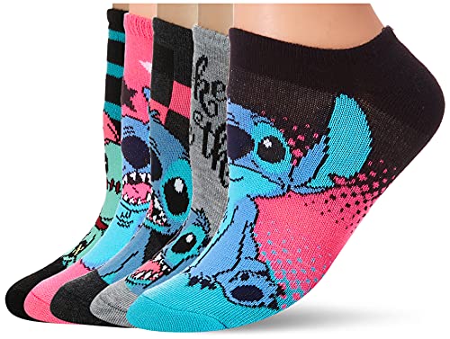 Disney womens Lilo & Stitch 5 Pack No Show Casual Sock, Assorted Pink Multi, 11-Sep US