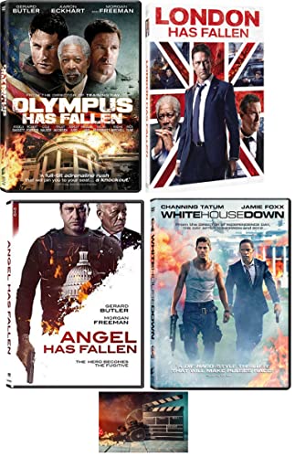 Olympus Has Fallen / London Has Fallen / Angel Has Fallen White House Down 4 DVD Set with Bonus Movie Camera Art Card