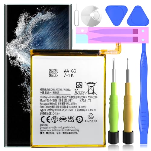 TQTHL Galaxy S22 Ultra Battery Repalacement,Upgraded 6500mAh Li-Polymer EB-BS908ABY Battery for Samsung Galaxy S22 Ultra 5G SM-S908U with Repair Tool Kits