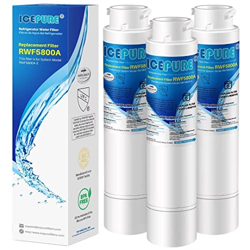 ICEPURE RWF5800A Refrigerator Water Filter Compatible with Frigidaire EPTWFU01, EWF02, Pure Source Ultra II, 3PACK