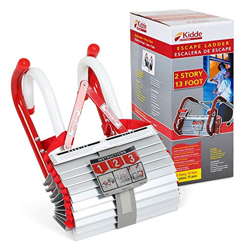 Kidde Fire Escape Ladder, 2-Story Rope Ladder, Extends to 13-Feet, Anti-Slip Rungs