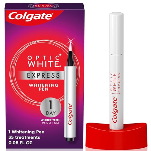 Colgate Optic White Express Teeth Whitening Pen with 35 Treatments, Enamel Safe, Designed for No Tooth Sensitivity, 0.08 oz