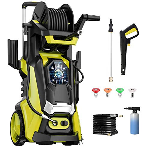 Electric Pressure Washer 4500 PSI 3.2 GPM Touch Screen Adjustable Pressure,4 Nozzles and 500ml Foam Cannon Power Washer Cleaning for Patio