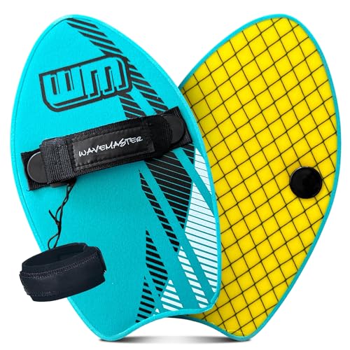 copa WM 12' Pocket Surfer Hand Body Board - Ultra Hard Slick Boogie Boards for Beach Kids, Bodyboard w Adjustable Strap Bodyboard Wrist Leash Boogie Boards for Kids & Adults (Teal)