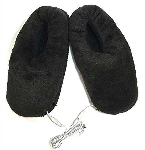 SEITG USB Heated Shoe Electric Heating Slippers Foot Heaters - Can Unpick and Wash (Black)